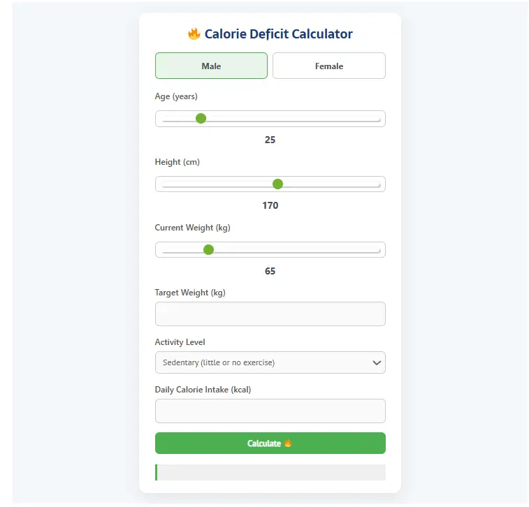 Free Calorie Deficit Calculator Online