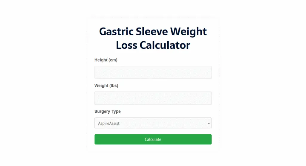 Gastric Sleeve Weight Loss Calculator