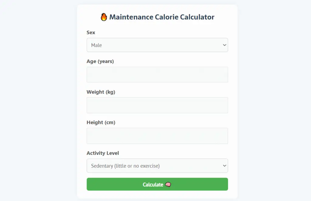 Maintenance Calorie Calculator