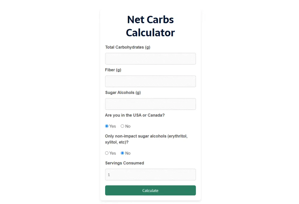Net Carbs Calculator